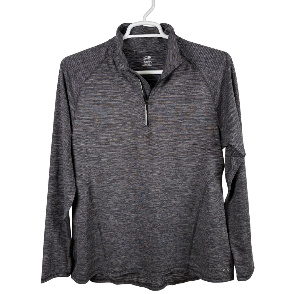 Champion Duo Dry Pullover Womens XL Gray 1/4-Zip Thumbhole Activewear Base Layer